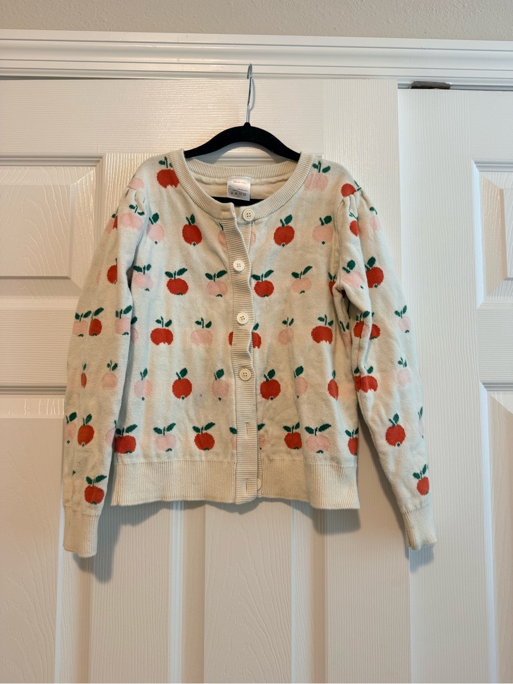 Hanna Andersson Cream Apple Print Cardigan